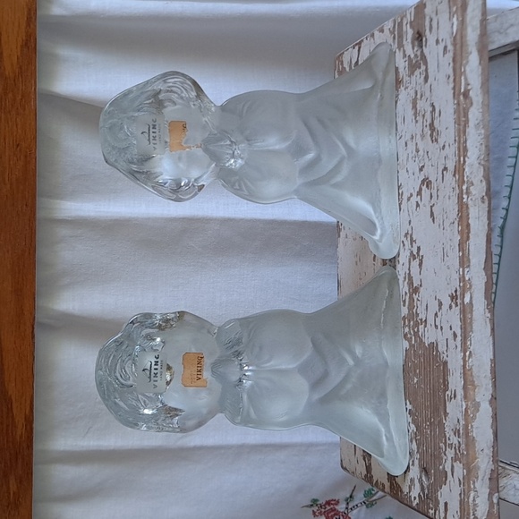 Vintage Viking Glass Praying Boy and Girl Bookends - Picture 3 of 11